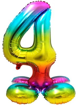 Produktbild von Stehender Folienballon Zahlen 28"/72cm | Rainbow Zahl: 4