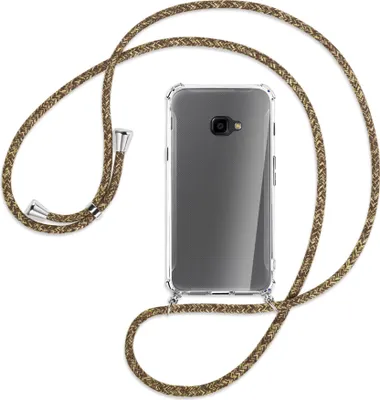 Produktbild von Handykette Backcover-Schutzhülle mit Band (Metall silberfarben) für Samsung Galaxy Xcover 4 / 4s - braun+beige
