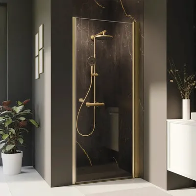 Produktbild von Duschtür in Nische mit Drehtür BREUER Elana 2.0 rund 80 cm Profil gold Klarglas Türanschlag rechts