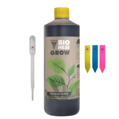 Obrázok produktu pre Hesi Grow - Organické tekuté hnojivo 1 l - na rastovú fázu - vrátane pipety a 3 štítkov na rastliny