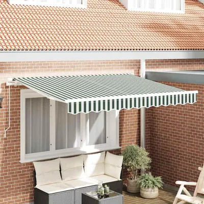 Immagine prodotto di vidaXL Tessuto di ricambio per tende da sole, verde e bianco, 280 x 245 cm, poliestere