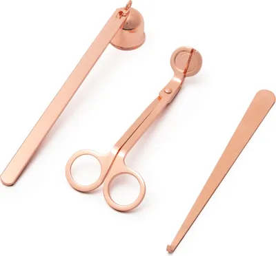 Image de Set d'accessoires pour bougies - ciseaux, tige et éteignoir - rose