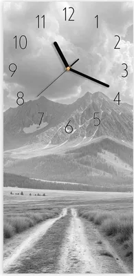 Produktbild von Wanduhr aus Glas mit Motiv Berglandschaft Weg- 30 x 60 cm - inkl. Aufhängesystem