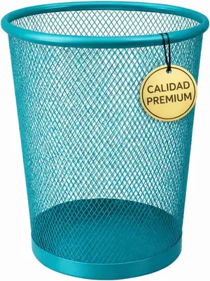 Imagen del producto de Cubo de basura redondo, con rejilla metálica, de 27 cm de diámetro y 24 cm de altura, ideal para oficinas y baños