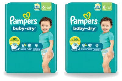Imagen del producto de 2 pañales Pampers Baby-Dry, talla 6, paquete económico - 2 unidades