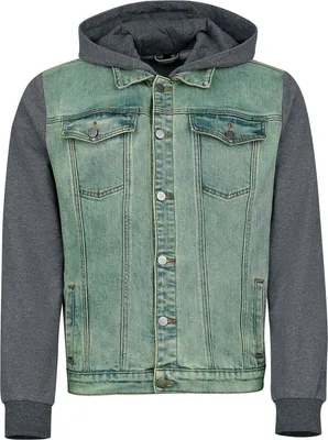 Produktbild von RED by EMP Herren blau/graue Jeansjacke mit Sweatärmeln XXL