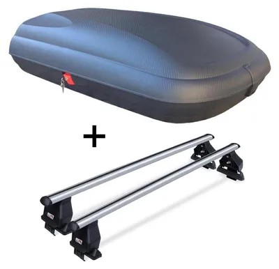 Produktbild von Dachbox VDPBA320 320 Ltr Carbonlook abschließbar  + Dachträger Menabo Tema für für VW für VW Jetta VI ab 2010 Aluminium