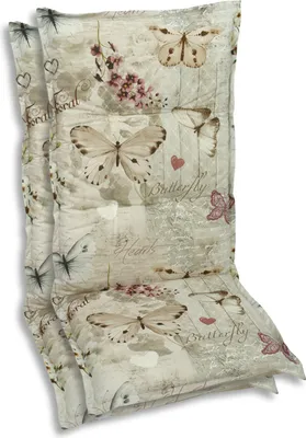 Produktbild von GO-DE Textil, Sesselauflage Hochlehner, 2er Set, Farbe: beige, Maße: 120 cm x 50 cm x 6 cm, Rueckenhoehe: 70 cm