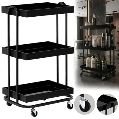 Image de Chariot de coiffeur cosmétique pour salon ST028 armoire universelle table roulante avec trois étagères