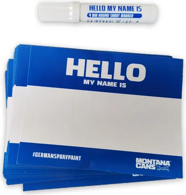 Produktbild von Stickerpack | Montana "Hello My Name Is" | Blau | 100 Stk + Marker