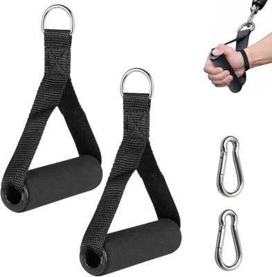 Produktbild von 2-teilige Zuggriffe mit Karabinerhaken für Fitness, Gymnastik, Yoga und Bizepstraining