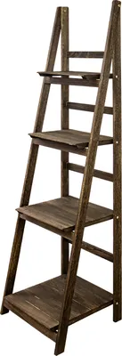 Produktbild von Regal Leiterregal Holz Wandregal Bücherregal für Küche Wohnzimmer Badezimmer Bilderrahmen Modern 4 x Ablagen für Deko Bilderrahmen Pflanzen in Braun Kingpower