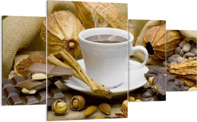 Produktbild von Bild auf Leinwand - Leinwandbild - Tasse Schokolade trinken Kakao - 160x90cm - Wand Bild - Wanddeko - Leinwanddruck - Bilder - Kunstdruck - Wanddekoration - Leinwand bilder - Wandkunst - DL160x90-2480