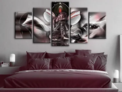 Produktbild von Akustikbild Buddha Abstrakt 200x100 cm Bilder Akustikschaum Hochleistungsschallabsorber Schallschutz Leinwand 5 tlg Wandbild Raumakustik Schalldämmung h-A-0008-b-p