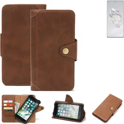 Produktbild von K-S-Trade Handyhülle kompatibel mit OnePlus OnePlus 12 Schutz Hülle Walletcase Bookstyle Tasche Case Handytasche Wallet Flipcase Cover PolyurethanBraun (1x)
