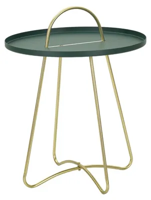 Image de Table basse plateau Grent en fer vert et or Ø 45 cm
