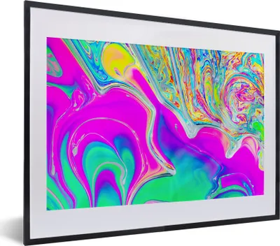 Produktbild von MuchoWow® MuchoWow® Gerahmtes Poster Kunst - Farben - Psychedelisch 40x30 cm - Poster mit zchwarzem Bilderrahmen - Bilderrahmen - Poster im Rahmen