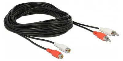 Produktbild von DeLOCK 85807, 2 x RCA, Männlich, 2 x RCA, Weiblich, 5 m, Schwarz, Rot, Weiß