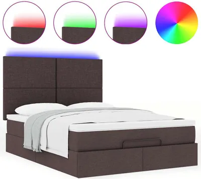 Produktbild von Ottoman-Bett mit Matratze & LEDs Dunkelbraun 140x190 cm Stoff