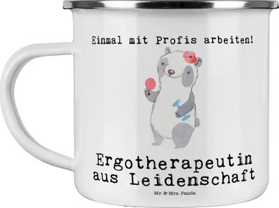 Produktbild von Mr. & Mrs. Panda Pott Ergotherapeutin Leidenschaft - Weiß - Geschenk, Spruch, Emaille Tasse, Haferl, Ausbildung, wanderbecher, Beruf, Becher, Lustig, Witzig, Teetasse