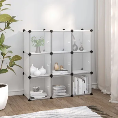 Obrázek produktu pro Regálový systém Living Store s 9 kostkami a dvířky Transparentní PP