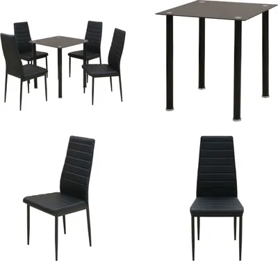 Immagine prodotto di vidaXL 5 pezzi gruppo da pranzo tavolo da pranzo con sedie nero - Tavolo da pranzo con sedie - Tavoli da pranzo con sedie - Gruppo di seduta - Gruppo da pranzo