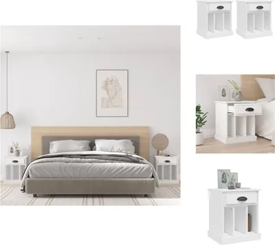 Obrázok produktu pre vidaXL Nočné stolíky 2 ks. Biele 43x36x50 cm - Nočné stolíky