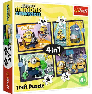 Image de Puzzle 4v1 Nová dobrodružství Mimoňů/Mimoni 28,5x20,5cm v krabici 28x28x6cm