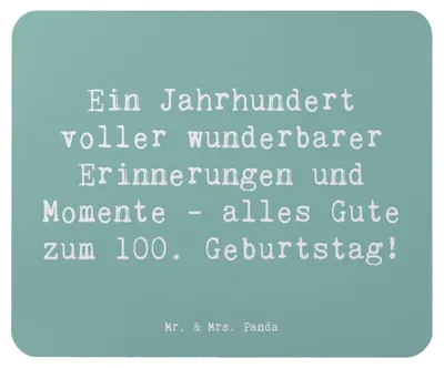 Produktbild von Mr. & Mrs. Panda Mauspad Spruch 100. Geburtstag Erinnerungen - Meeresbrise - Geschenk, Mouse Pad, mousematte, Jubiläum, Liebevoll, computermatte, herzliche Gratulation