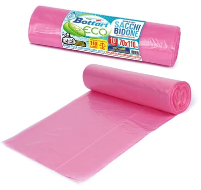 Productafbeelding van Bottari vuilniszakken, 110 liter, 70 x 110 cm, met sluitstrips, roze, voor droog afval