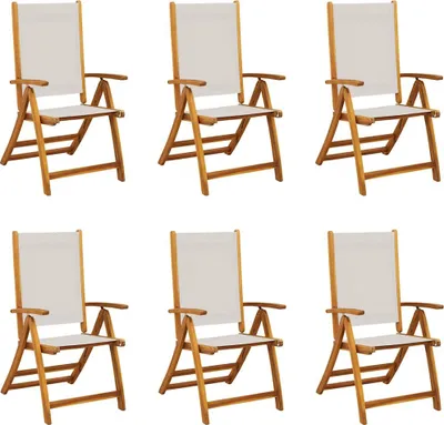 Image de vidaXL Chaises de jardin 6 pcs. Pliable Bois massif Acacia et Textilène