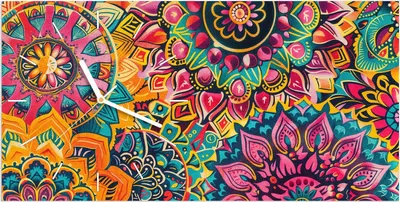 Produktbild von Wanduhr aus Glas mit Motiv Mandala Design- 60 x 30 cm - inkl. Aufhängesystem