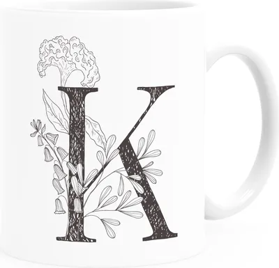 Produktbild von Kaffeetasse Monogramm Initiale Geschenk-Motiv Tasse personalisierte Namenstasse personalisierte Geschenke SpecialMe® K weiß Keramik-Tasse