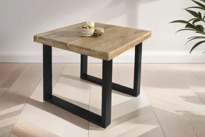 Produktbild von Esstisch Akazie Natur 80 x 80 cm massiv gerade Tischkanten U-Gestell schwarz RIO