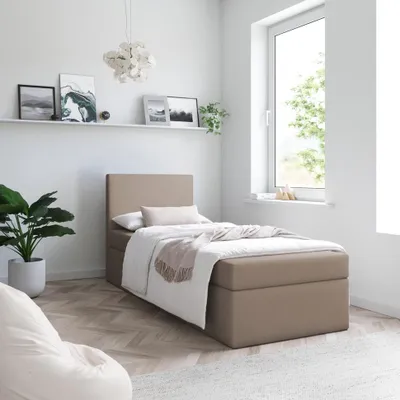 Produktbild von Bett Boxspringbett TOP MINI OHNE TOPPER , Bettkästen - Einzelbett, Stauraum, Schlafzimmer,Polsterbett (80x200, Cappuccino - ITAKA 48)