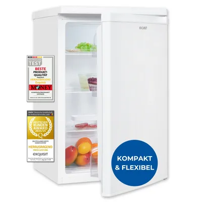 Produktbild von Exquisit Vollraumkühlschrank KS516-V-040E weiss | 127 l Nutzinhalt | LED-Licht | Temperaturregelung | mit Gemüsefach | mit Türablage