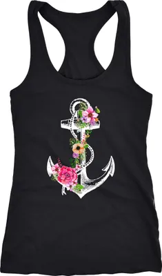 Produktbild von Damen Tank-Top Blumen Anker Flower Anchor Watercolor Racerback Neverless® schwarz L