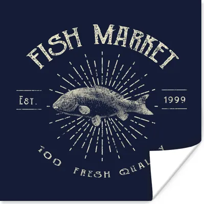 Produktbild von MuchoWow® Poster Jahrgang - Fisch - Text 50x50 cm - Wohnzimmerdekoration