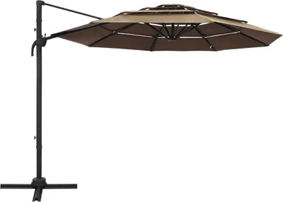 Produktbild von vidaXL Sonnenschirm mit Aluminium-Mast 4-lagig Taupe 3x3 m