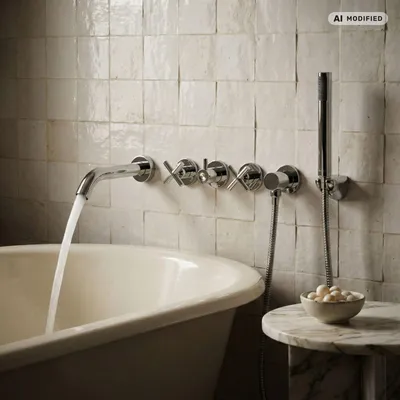 Produktbild von PaulGurkes Unterputz Set Badewanne Kreuzgriff Zweigriffmischer Fertigmontage