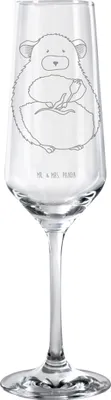 Produktbild von Mr. & Mrs. Panda Glas Chinchilla Blume - Transparent - Geschenk, Liebeskummer, Champagnerglas, Trinkglas, Chaos, Sektglas mit Gravur, Lustige Sprüche, Büro, Kummer