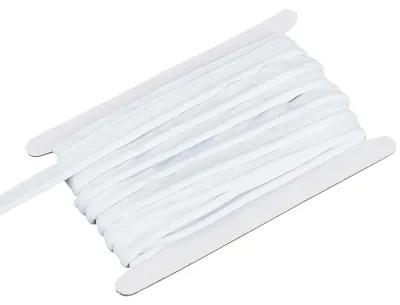 Schrägband mit Kordel, 10 m x 15 mm, Polyester, Weiß
