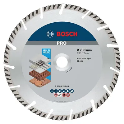 Immagine prodotto di Disco diamantato segmentato BOSCH 230 mm, professionale, universale