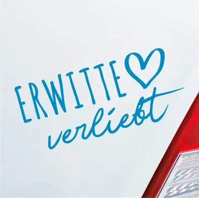Produktbild von Auto Aufkleber Erwitte verliebt Herz Stadt Heimat Liebe Car 19x9 cm Hellblau Sticker Heckscheibenaufkleber