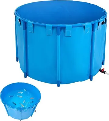 Produktbild von Opvouwbare PVC Visvijver - Rund Koi-Aquarium - 1700 Liter Fassungsvermögen - Stabiles Rahmen - Ablaufklappen - Für die Zucht von Koi und Goldfischen - Blau