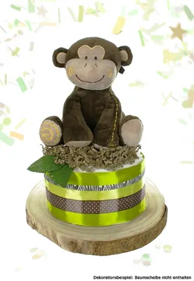 Produktbild von Windeltorte neutral SAFARI + große Affen Spieluhr