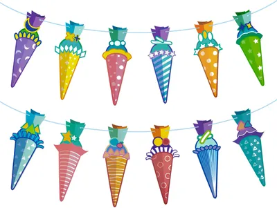 Produktbild von Oblique Unique Zuckertüten Girlande Hänge Deko für Schuleinführung Einschulung Schulanfang Mädchen Jungs - bunt