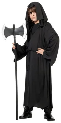 Zdjęcie produktu dla Czarna szata śmierci z kapturem na Halloween, rozmiar:164