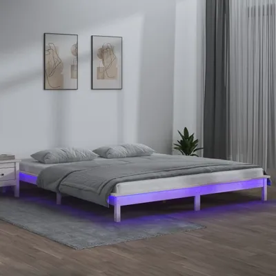 Immagine prodotto di Maison Exclusive - Letto in legno massello con LED bianco 140x190 cm