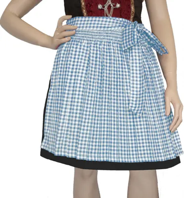Produktbild von Dirndlschürze Trachtenschürze Mini Dirndl Dirndel Hellblau Kariert, Größe:42